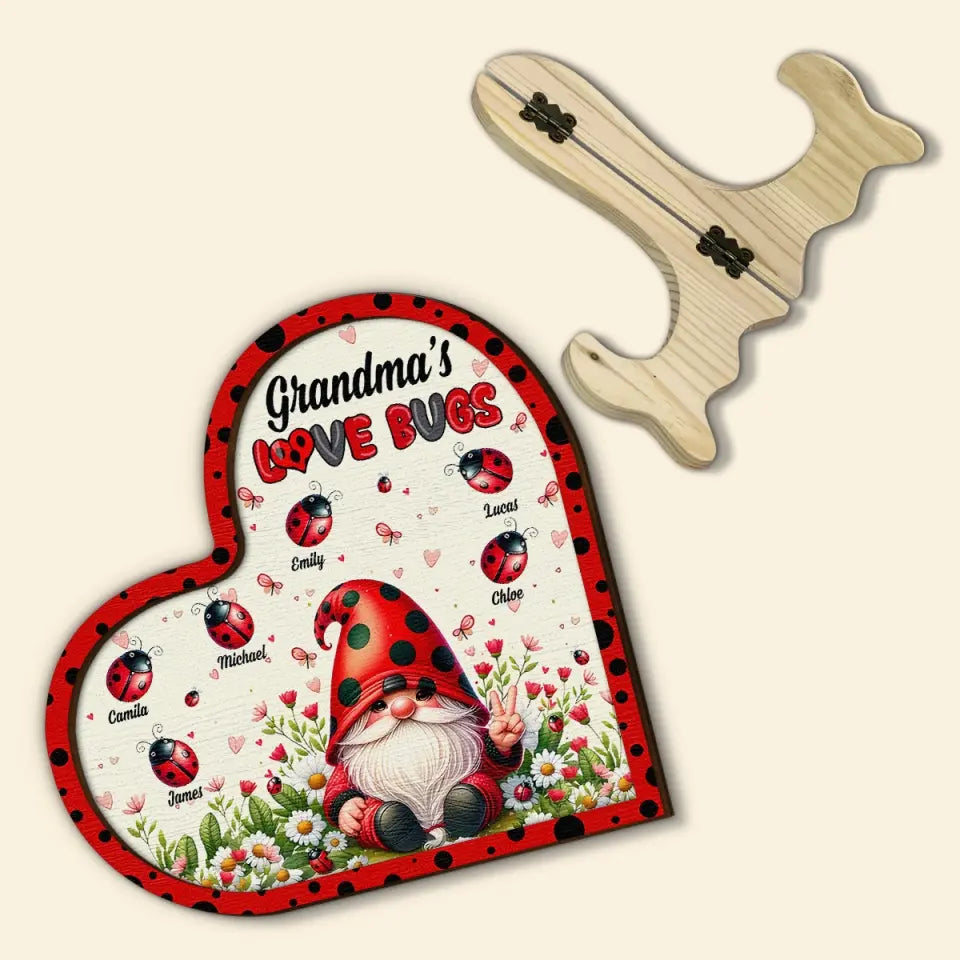 Grandmas Love Bugs V2 - Personalized Custom 2-Layer Wooden Sign - Gift For Family Members, Grandma, Mom