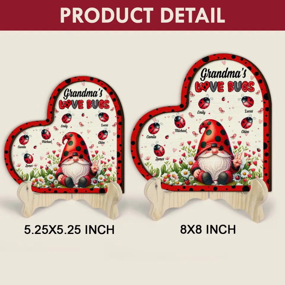 Grandmas Love Bugs V2 - Personalized Custom 2-Layer Wooden Sign - Gift For Family Members, Grandma, Mom