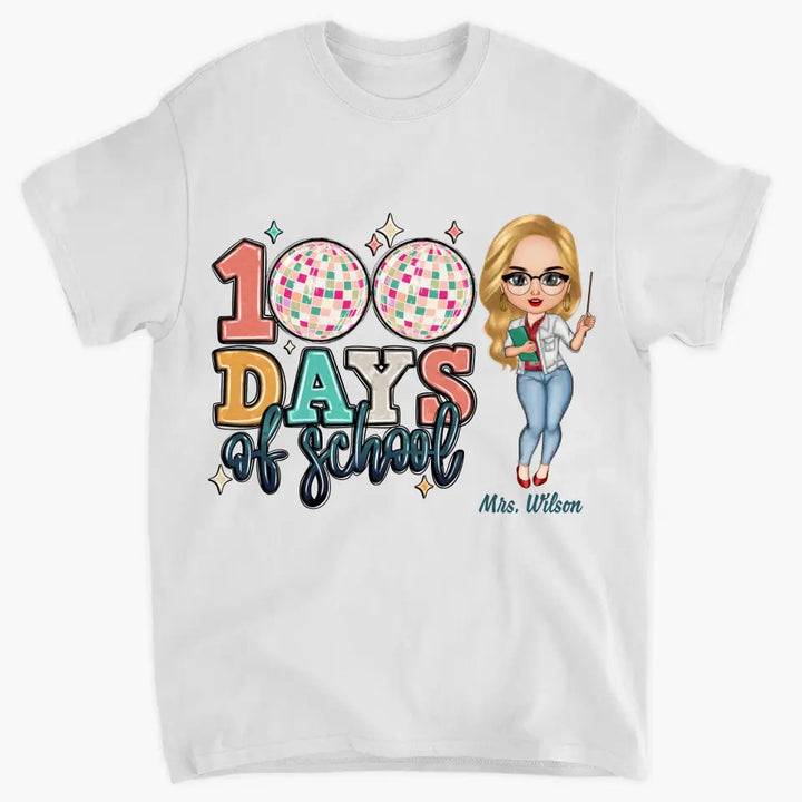 100 Days Of School Disco Ball - Personalized Custom T-shirt - Teacher's Day, Appreciation Gift For Teacher