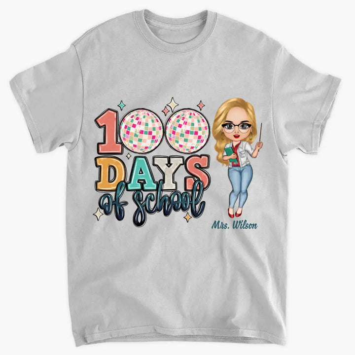 100 Days Of School Disco Ball - Personalized Custom T-shirt - Teacher's Day, Appreciation Gift For Teacher