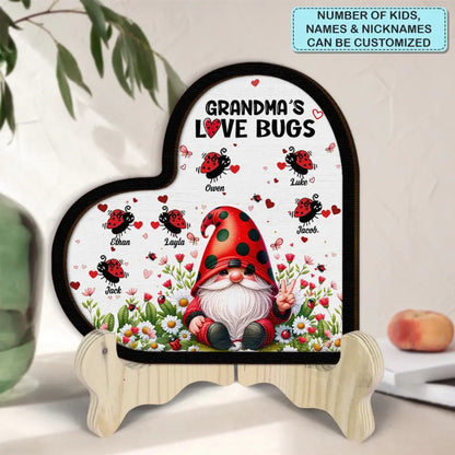 Grandma's Love Bugs - Personalized Custom 2-Layer Wooden Plaque - Gift For Family Members, Grandma, Mom
