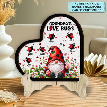 Grandma's Love Bugs - Personalized Custom 2-Layer Wooden Plaque - Gift For Family Members, Grandma, Mom