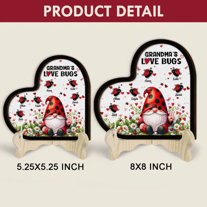 Grandma's Love Bugs - Personalized Custom 2-Layer Wooden Plaque - Gift For Family Members, Grandma, Mom