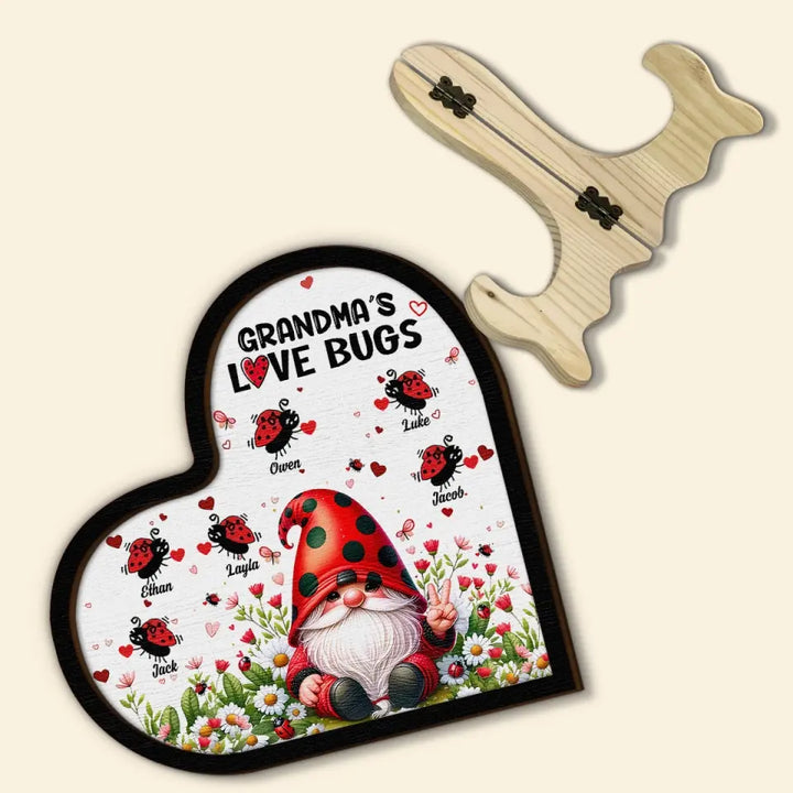 Grandma's Love Bugs - Personalized Custom 2-Layer Wooden Plaque - Gift For Family Members, Grandma, Mom