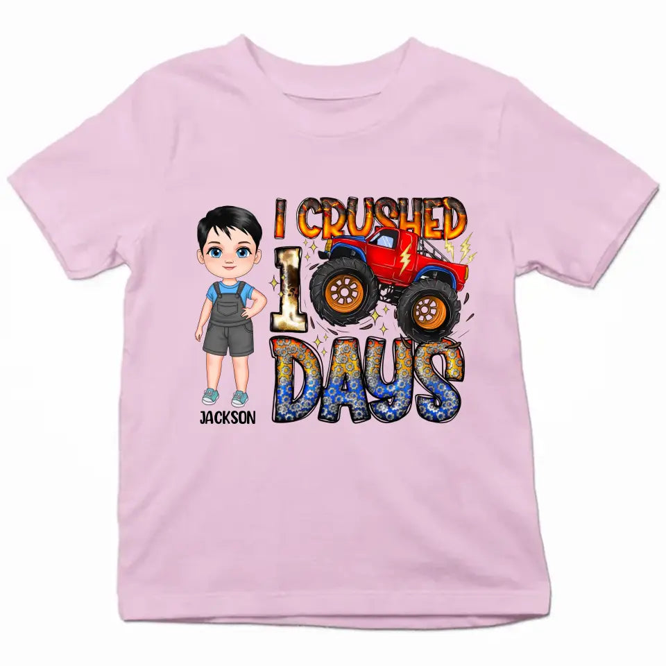 I Crushed 100 Days - Personalized Custom Youth T-shirt - Gift For Kids, Family Members
