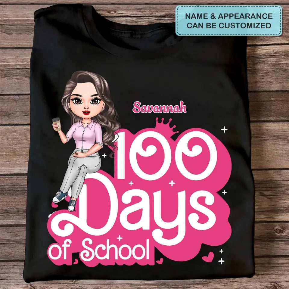100 Days Of School Pink - Personalized Custom T-shirt - Teacher's Day, Appreciation Gift For Teacher