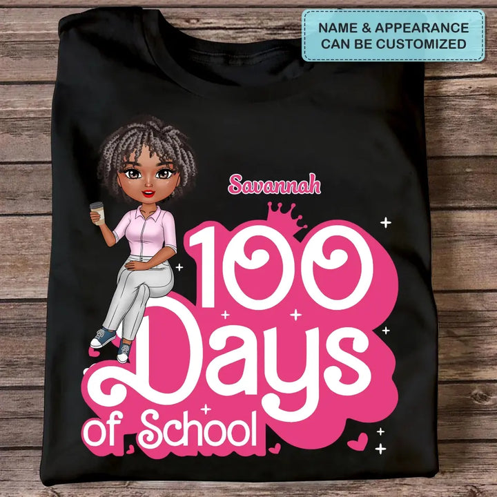 100 Days Of School Pink - Personalized Custom T-shirt - Teacher's Day, Appreciation Gift For Teacher