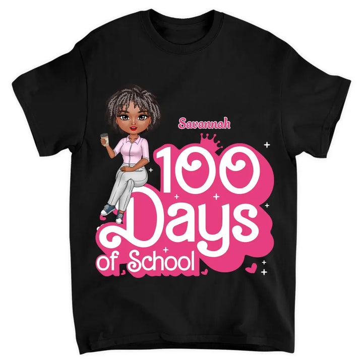 100 Days Of School Pink - Personalized Custom T-shirt - Teacher's Day, Appreciation Gift For Teacher