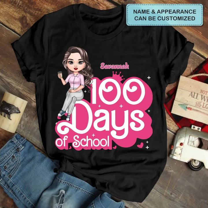 100 Days Of School Pink - Personalized Custom T-shirt - Teacher's Day, Appreciation Gift For Teacher