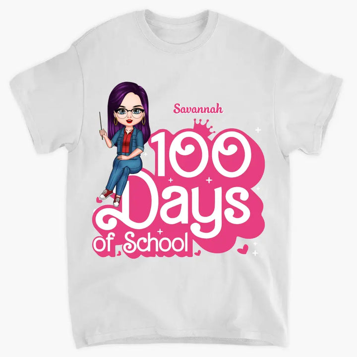100 Days Of School Pink - Personalized Custom T-shirt - Teacher's Day, Appreciation Gift For Teacher