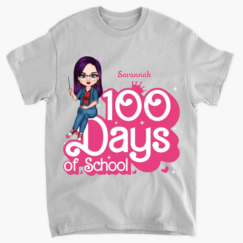 100 Days Of School Pink - Personalized Custom T-shirt - Teacher's Day, Appreciation Gift For Teacher
