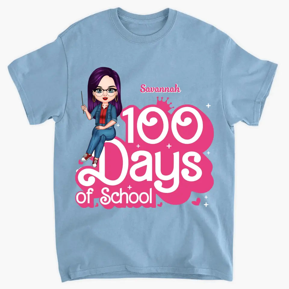 100 Days Of School Pink - Personalized Custom T-shirt - Teacher's Day, Appreciation Gift For Teacher