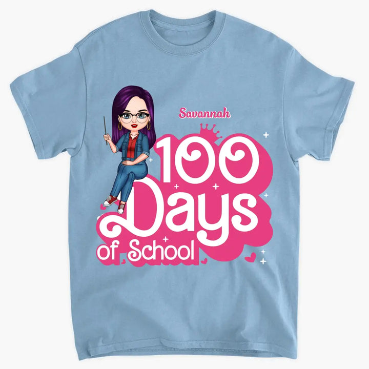 100 Days Of School Pink - Personalized Custom T-shirt - Teacher's Day, Appreciation Gift For Teacher