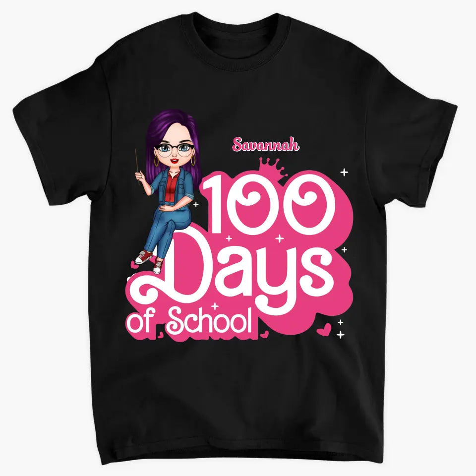100 Days Of School Pink - Personalized Custom T-shirt - Teacher's Day, Appreciation Gift For Teacher