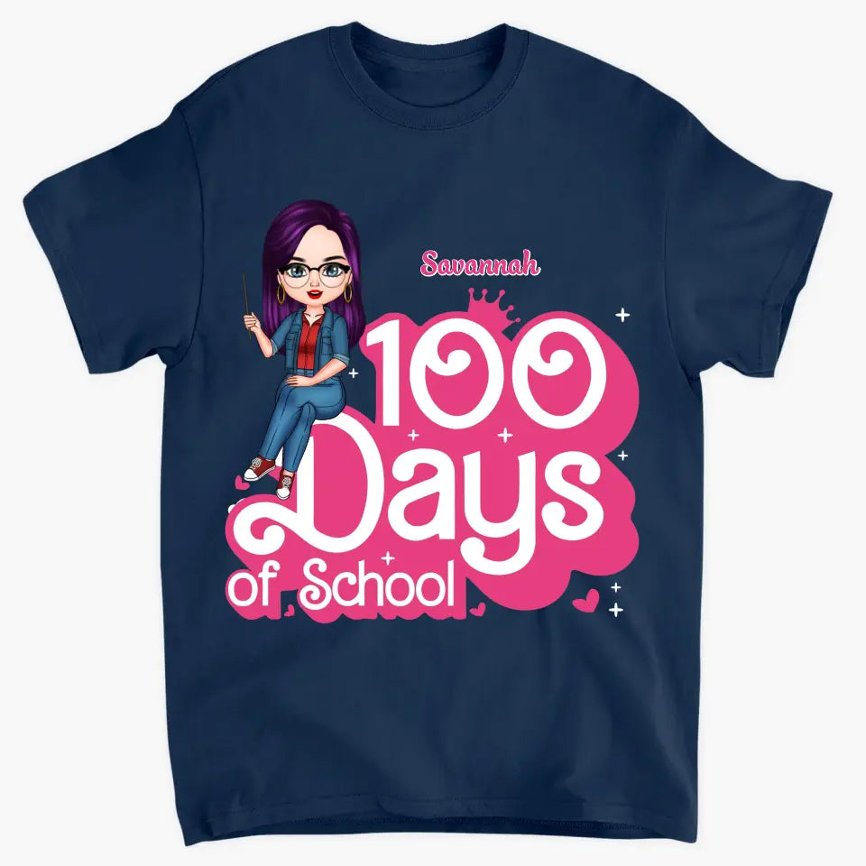 100 Days Of School Pink - Personalized Custom T-shirt - Teacher's Day, Appreciation Gift For Teacher
