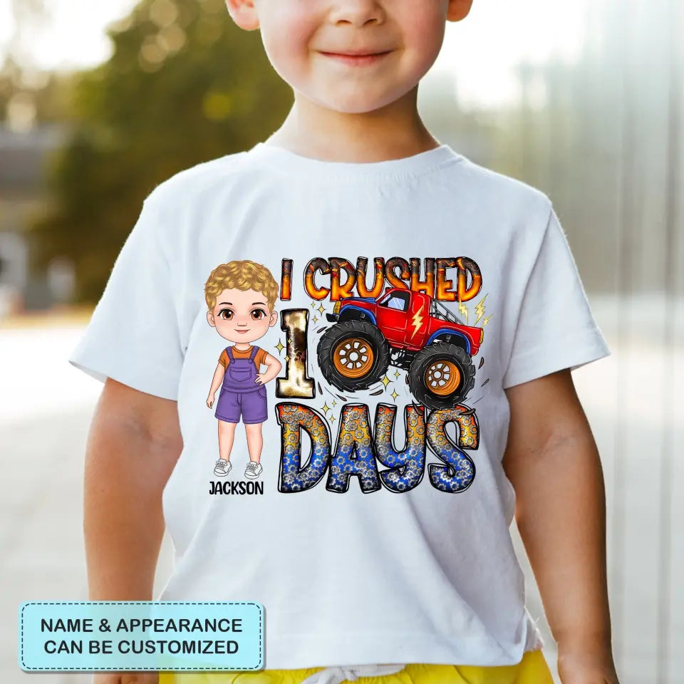 I Crushed 100 Days - Personalized Custom Youth T-shirt - Gift For Kids, Family Members