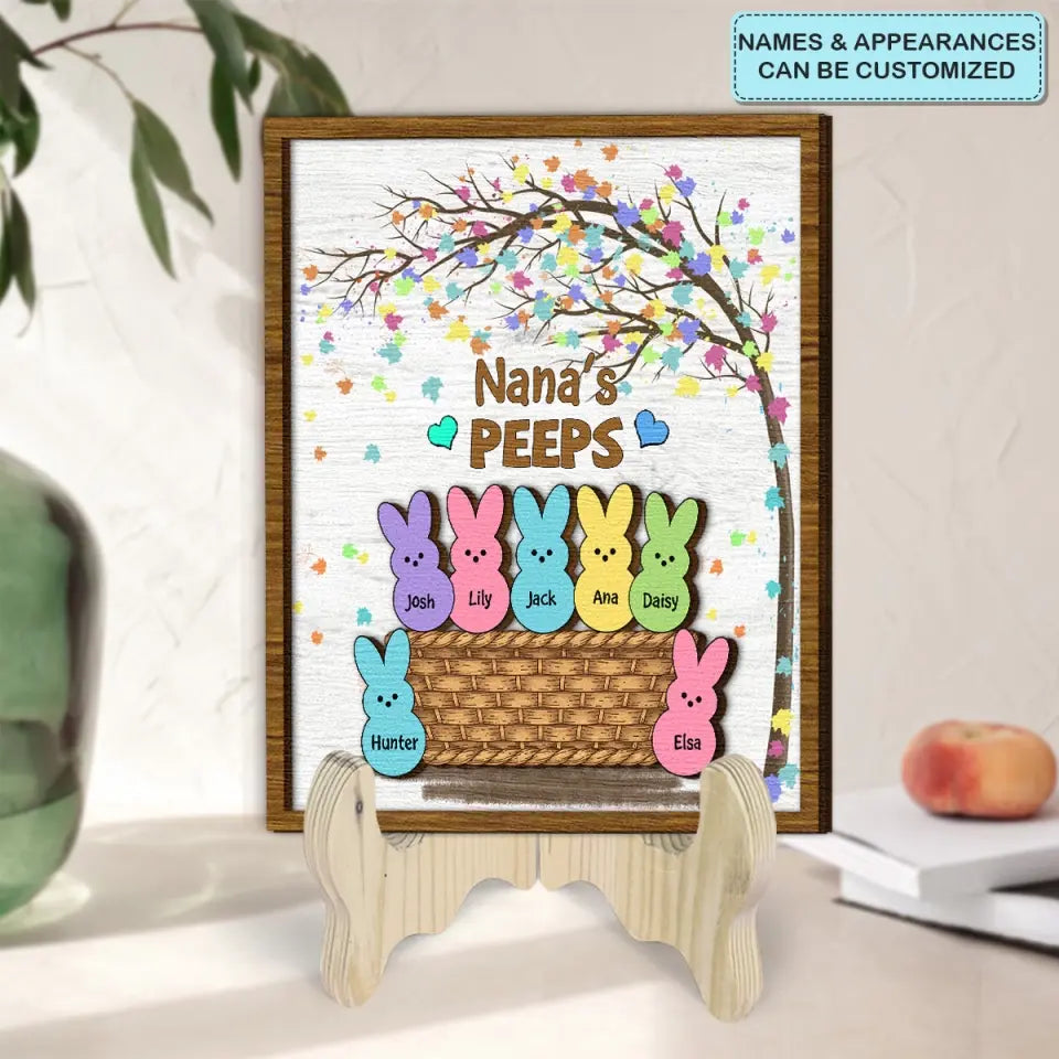 Best Grandma Ever Grandma Peeps - Personalized Custom 2-Layer Wooden Plaque - Easter Gift For Family Members, Grandma, Mom