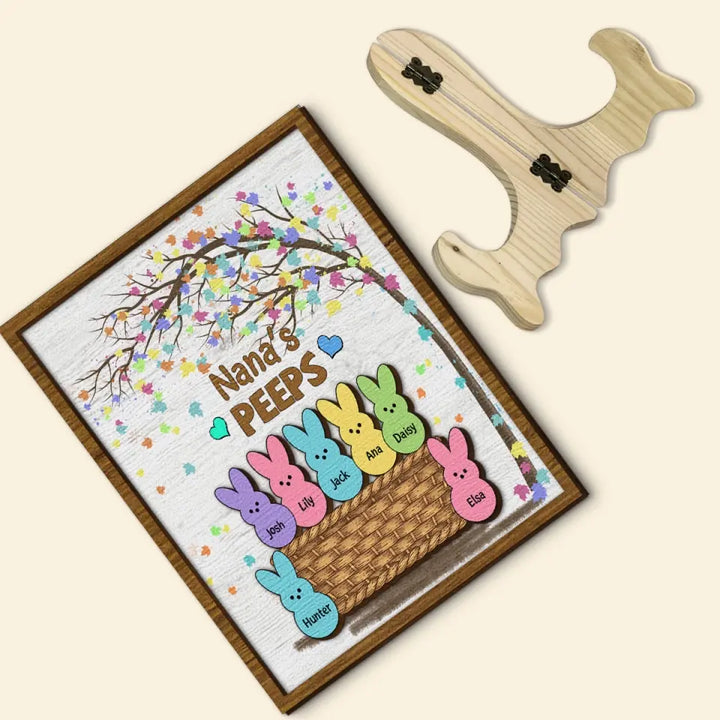 Best Grandma Ever Grandma Peeps - Personalized Custom 2-Layer Wooden Plaque - Easter Gift For Family Members, Grandma, Mom