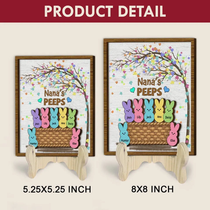 Best Grandma Ever Grandma Peeps - Personalized Custom 2-Layer Wooden Plaque - Easter Gift For Family Members, Grandma, Mom