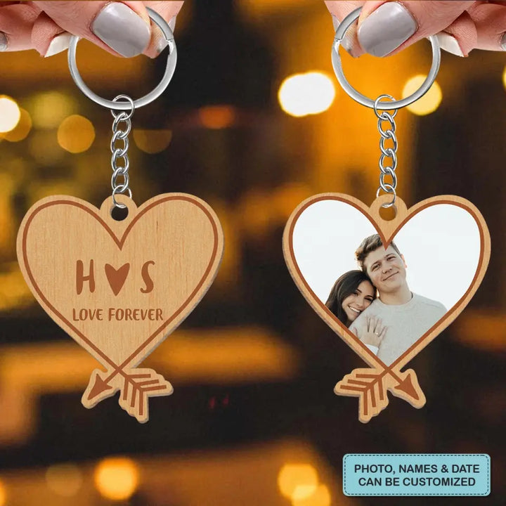 Cupid Arrow - Personalized Custom Wooden Keychain - Valentine's Day Gift For Couple, Wife, Husband, Boyfriends, Girlfriends