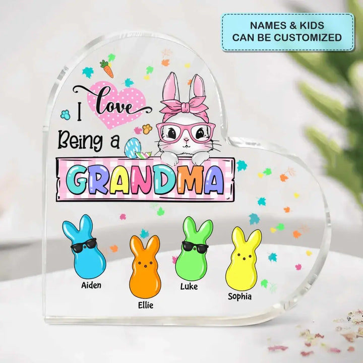 I Love Being A Grandma - Personalized Custom Heart-shaped Acrylic Plaque - Gift For Grandma, Mom, Family Members