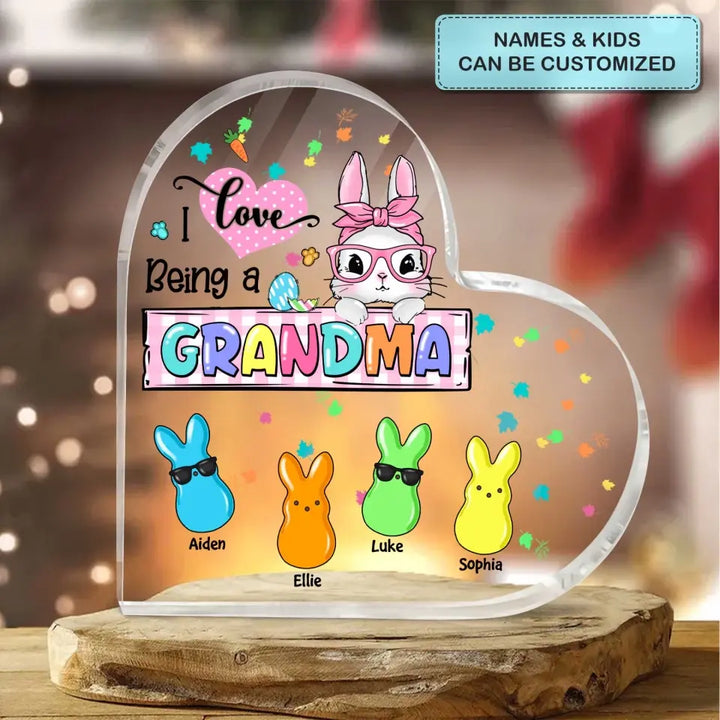 I Love Being A Grandma - Personalized Custom Heart-shaped Acrylic Plaque - Gift For Grandma, Mom, Family Members