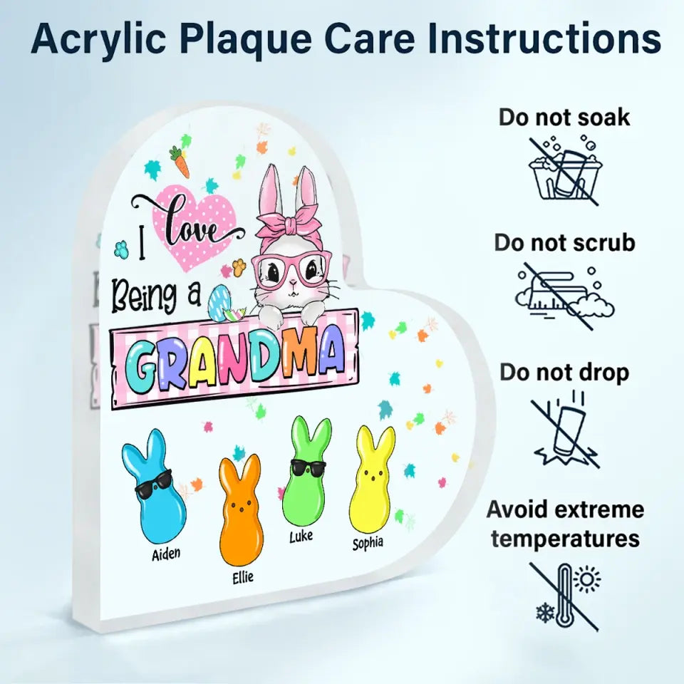 I Love Being A Grandma - Personalized Custom Heart-shaped Acrylic Plaque - Gift For Grandma, Mom, Family Members