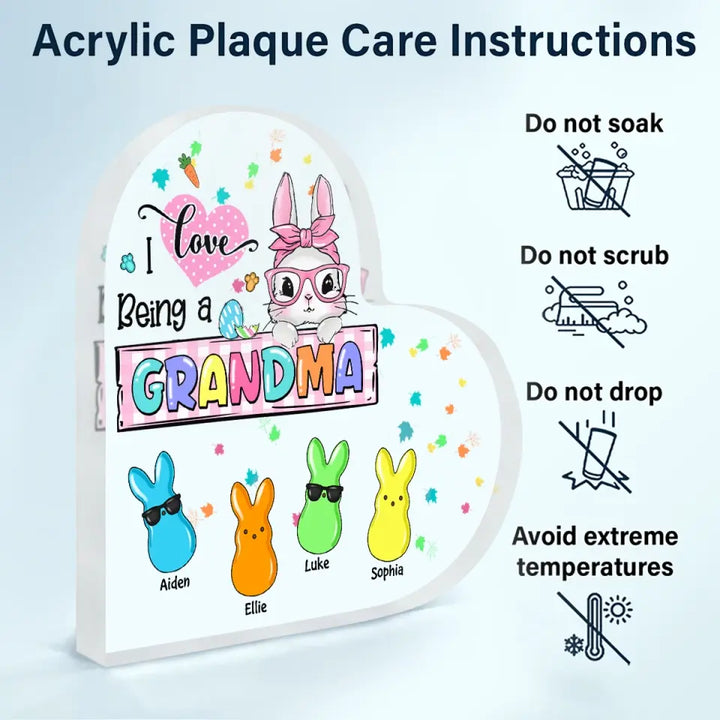 I Love Being A Grandma - Personalized Custom Heart-shaped Acrylic Plaque - Gift For Grandma, Mom, Family Members