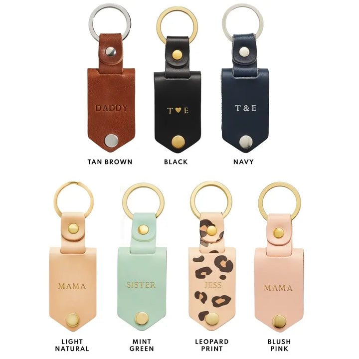 Custom Your Leather Case - Personalized Leather Keychain - Gift For Family Members, Mom, Dad ACGLT001