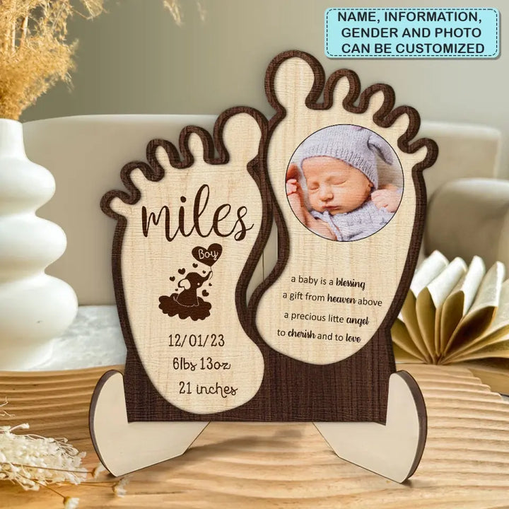 A Baby Is A Blessing - Personalized Custom 2-Layer Wooden Plaque - Gift For Family Members, Mother, Father