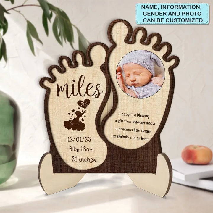 A Baby Is A Blessing - Personalized Custom 2-Layer Wooden Plaque - Gift For Family Members, Mother, Father