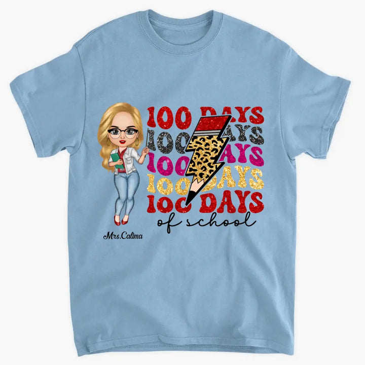 Happy 100 Days Of School - Personalized Custom T-shirt - Teacher's Day, Appreciation Gift For Teacher