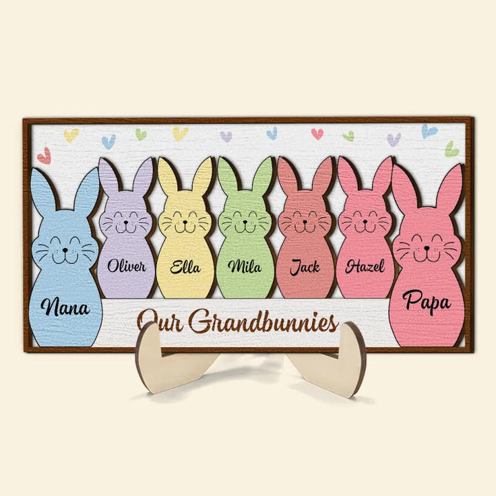 Our Grandbunnies - Personalized Custom 2-Layer Wooden Plaque - Easter Gift For Family Members, Grandma, Mom