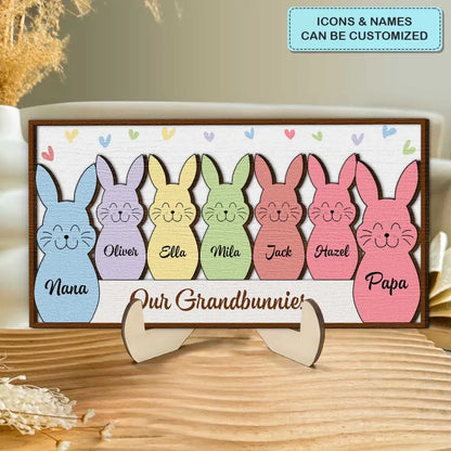 Our Grandbunnies - Personalized Custom 2-Layer Wooden Plaque - Easter Gift For Family Members, Grandma, Mom