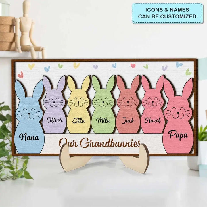 Our Grandbunnies - Personalized Custom 2-Layer Wooden Plaque - Easter Gift For Family Members, Grandma, Mom
