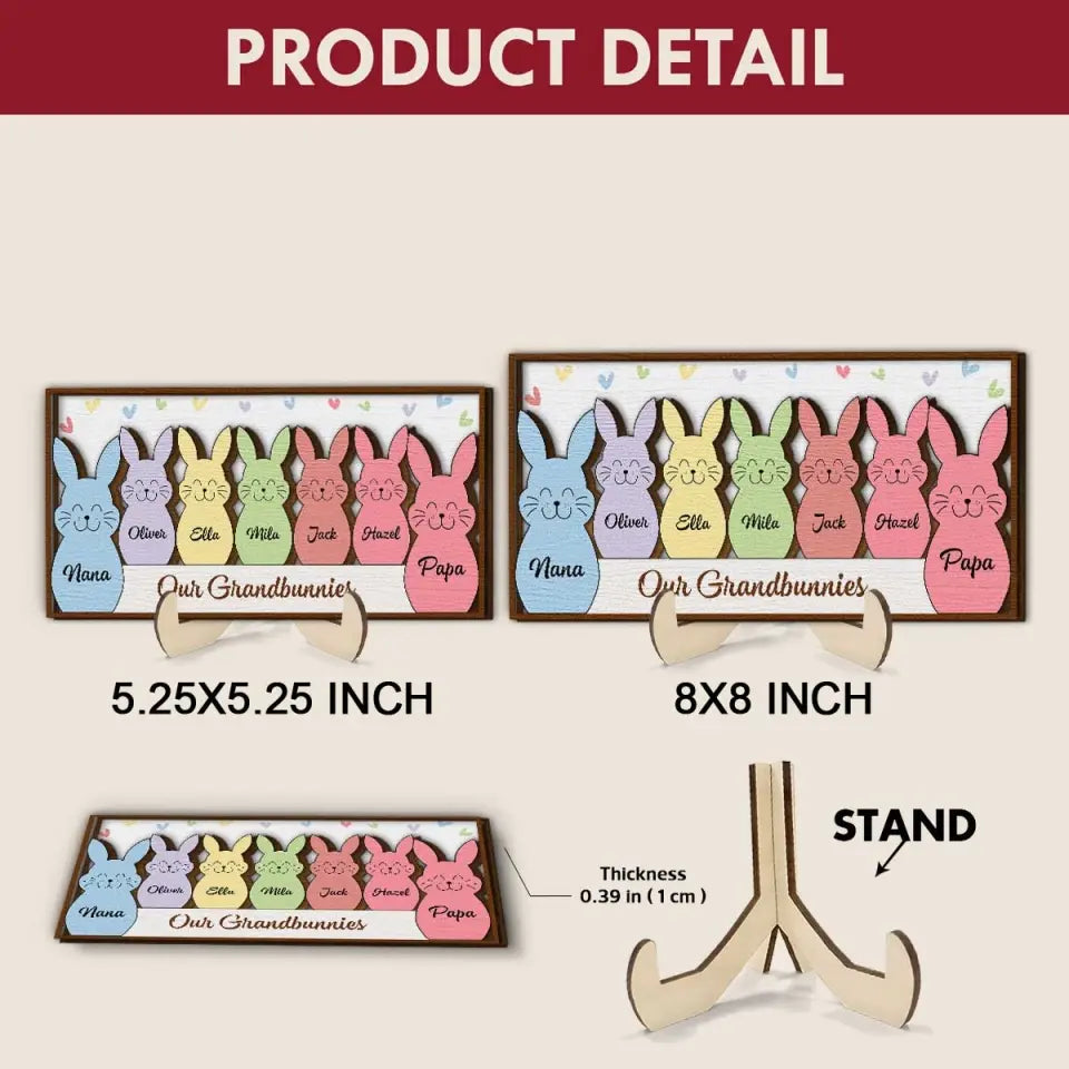 Our Grandbunnies - Personalized Custom 2-Layer Wooden Plaque - Easter Gift For Family Members, Grandma, Mom