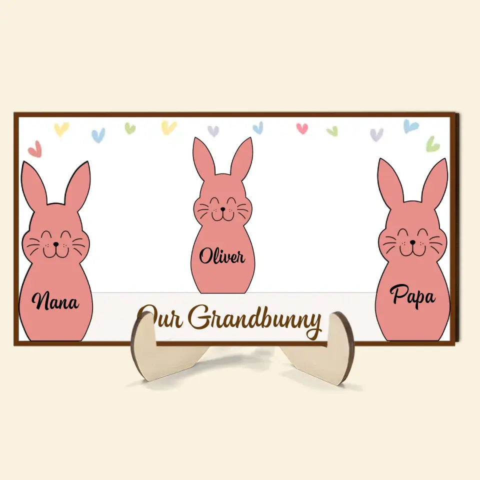 Our Grandbunnies - Personalized Custom 2-Layer Wooden Plaque - Easter Gift For Family Members, Grandma, Mom