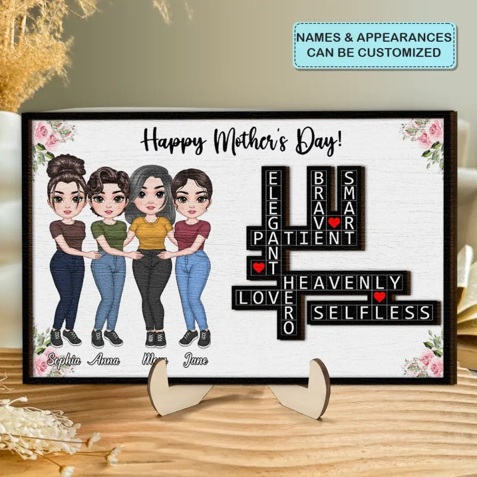 Happy Mothers Day - Personalized Custom 2-Layer Wooden Plaque - Mother's Day Gift For Family Members, Mom