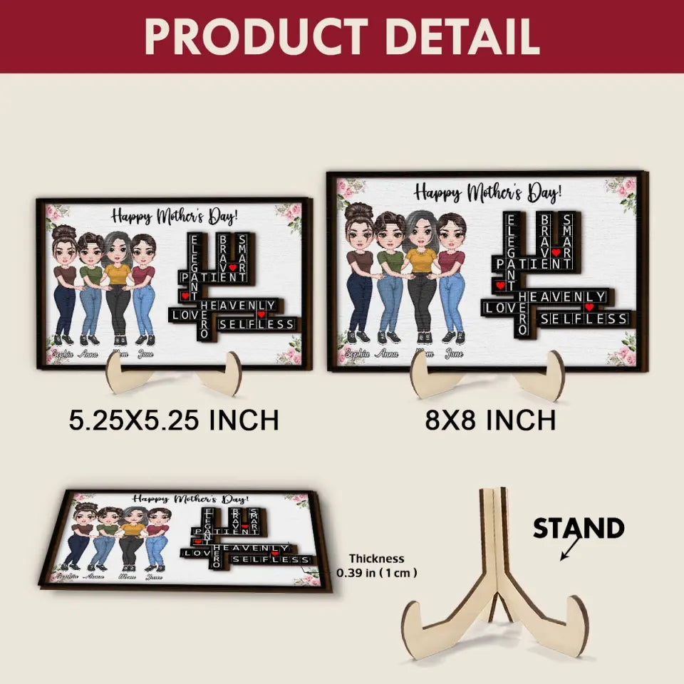 Happy Mothers Day - Personalized Custom 2-Layer Wooden Plaque - Mother's Day Gift For Family Members, Mom