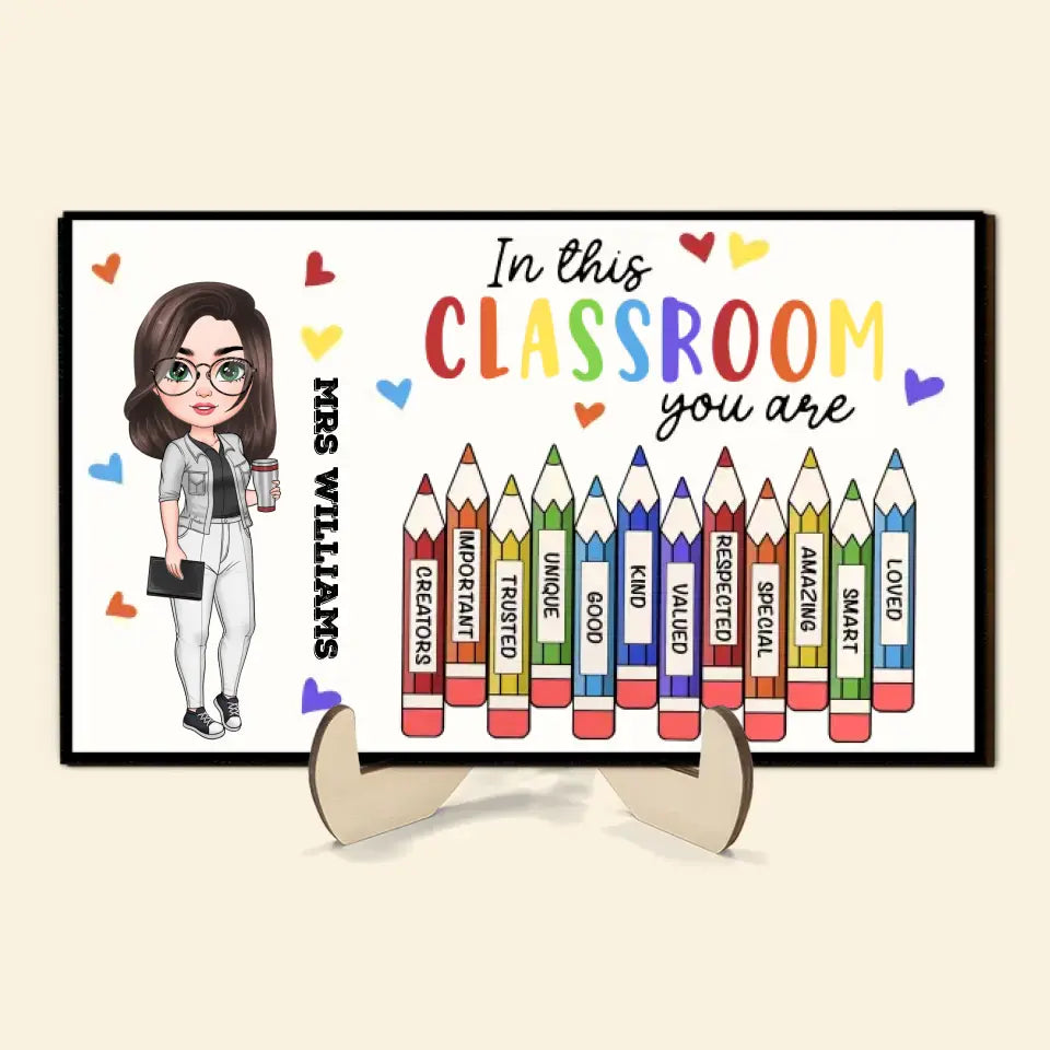 In This Class You Are - Personalized Custom 2-Layer Wooden Plaque - Teacher's Day, Appreciation Gift For Teacher