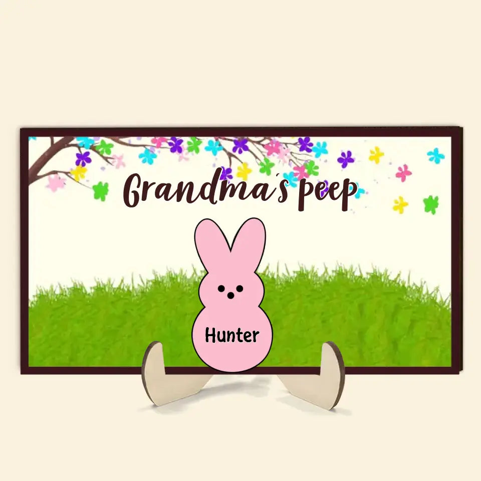 Grandma's Peeps - Personalized Custom 2-Layer Wooden Plaque - Easter Gift For Family Members, Grandma, Mom