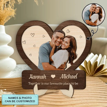 Together Is Our Favorite Place To Be - Personalized Custom 2-Layer Wooden Plaque - Gift For Couple, Boyfriend, Girlfriend AGCHD056
