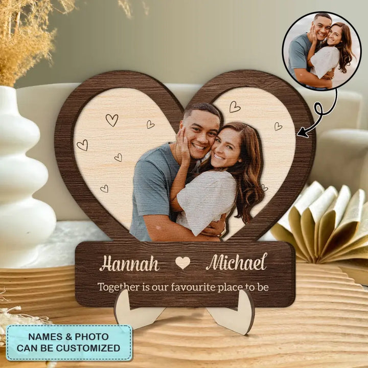 Together Is Our Favorite Place To Be - Personalized Custom 2-Layer Wooden Plaque - Gift For Couple, Boyfriend, Girlfriend AGCHD056