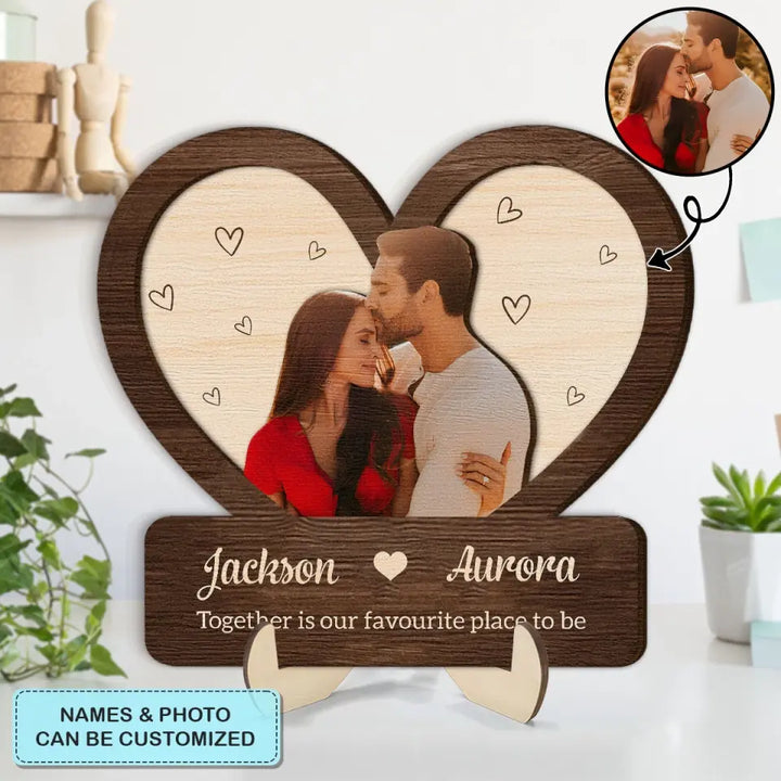 Together Is Our Favorite Place To Be - Personalized Custom 2-Layer Wooden Plaque - Gift For Couple, Boyfriend, Girlfriend AGCHD056