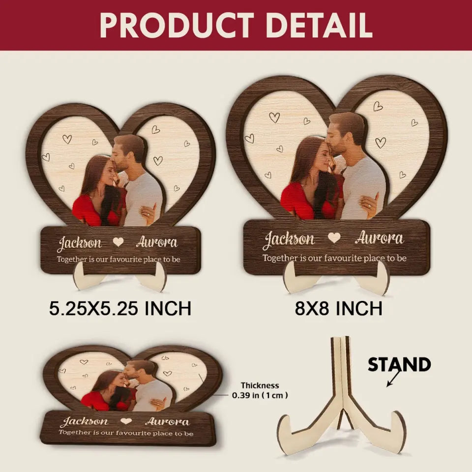 Together Is Our Favorite Place To Be - Personalized Custom 2-Layer Wooden Plaque - Gift For Couple, Boyfriend, Girlfriend AGCHD056