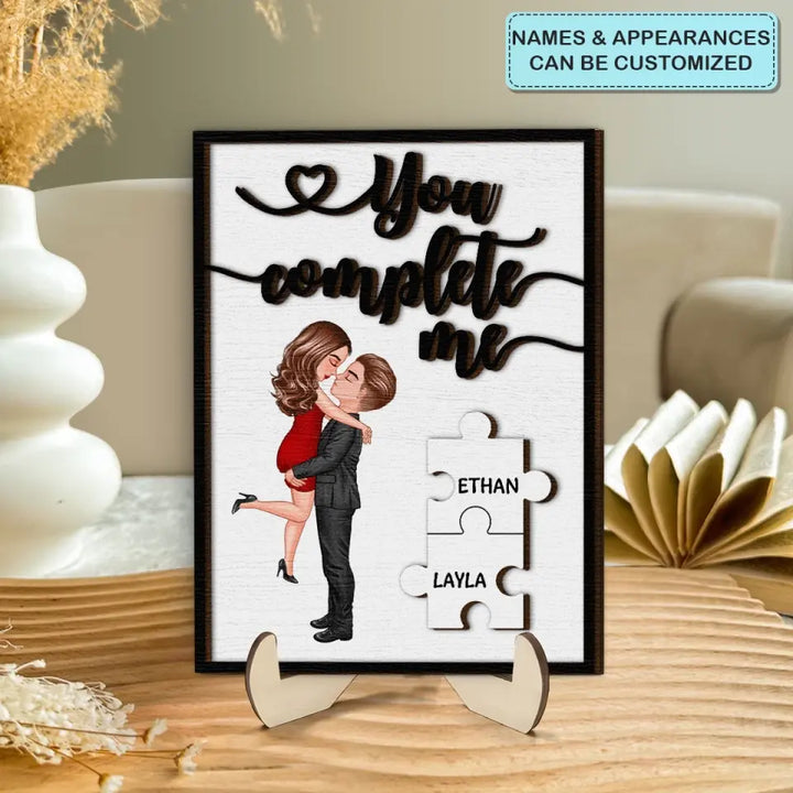 You Complete Me - Personalized Custom 2-Layer Wooden Plaque - Gift For Couple, Wife, Husband, Boyfriend, Girlfriend