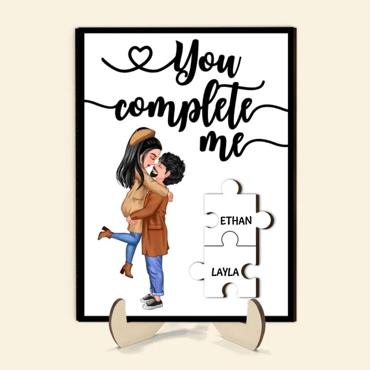 You Complete Me - Personalized Custom 2-Layer Wooden Plaque - Gift For Couple, Wife, Husband, Boyfriend, Girlfriend