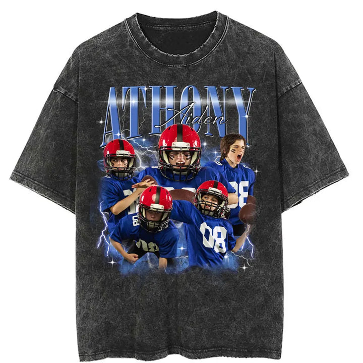 Vintage 90s Graphic Bootleg Tee Football - Personalized Custom T-Shirt - Gift For Football Lover, Son, Mom, Grandma AGCLT09