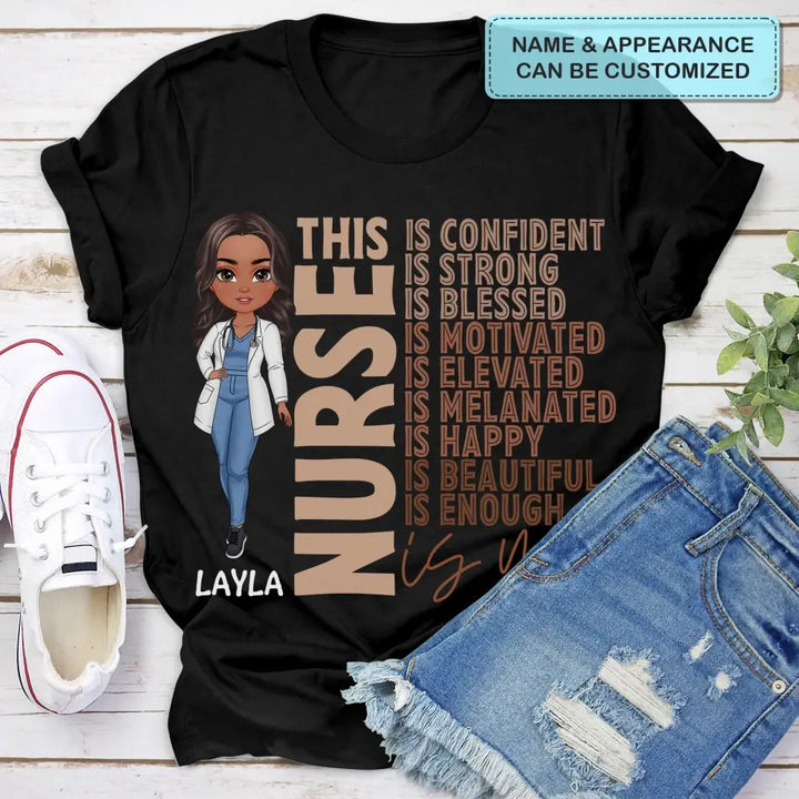 This Nurse Is Confident Strong Blessed - Personalized Custom T-shirt - Nurse's Day, Appreciation Gift For Nurse
