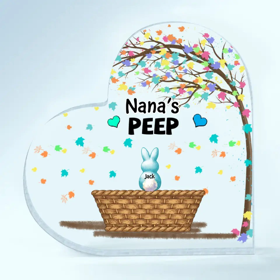 Grandma's Peeps Bunnies - Personalized Custom Heart-shaped Acrylic Plaque - Easter, Mother's Day Gift For Grandma, Mom